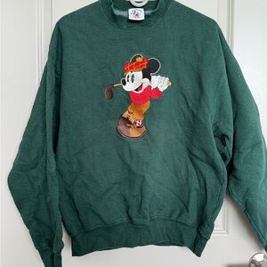 Disney Men's Green Sweater with Mickey Mouse Design